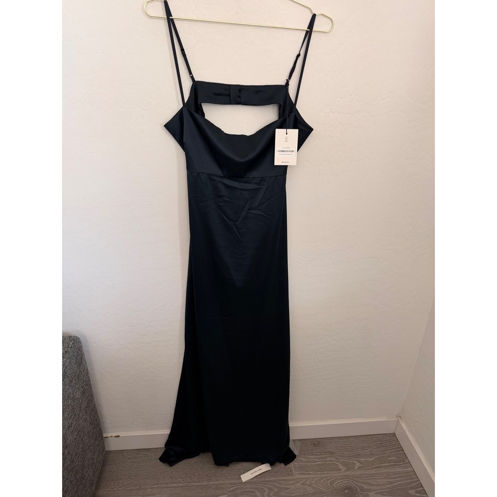 Reformation Jane Satin Maxi Cocktail Gala Simple Dress Open Back Sz 12 NWT